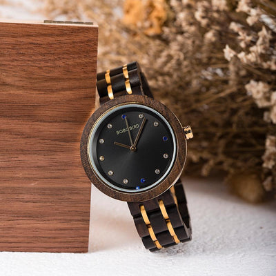 Ladies solid wood watches