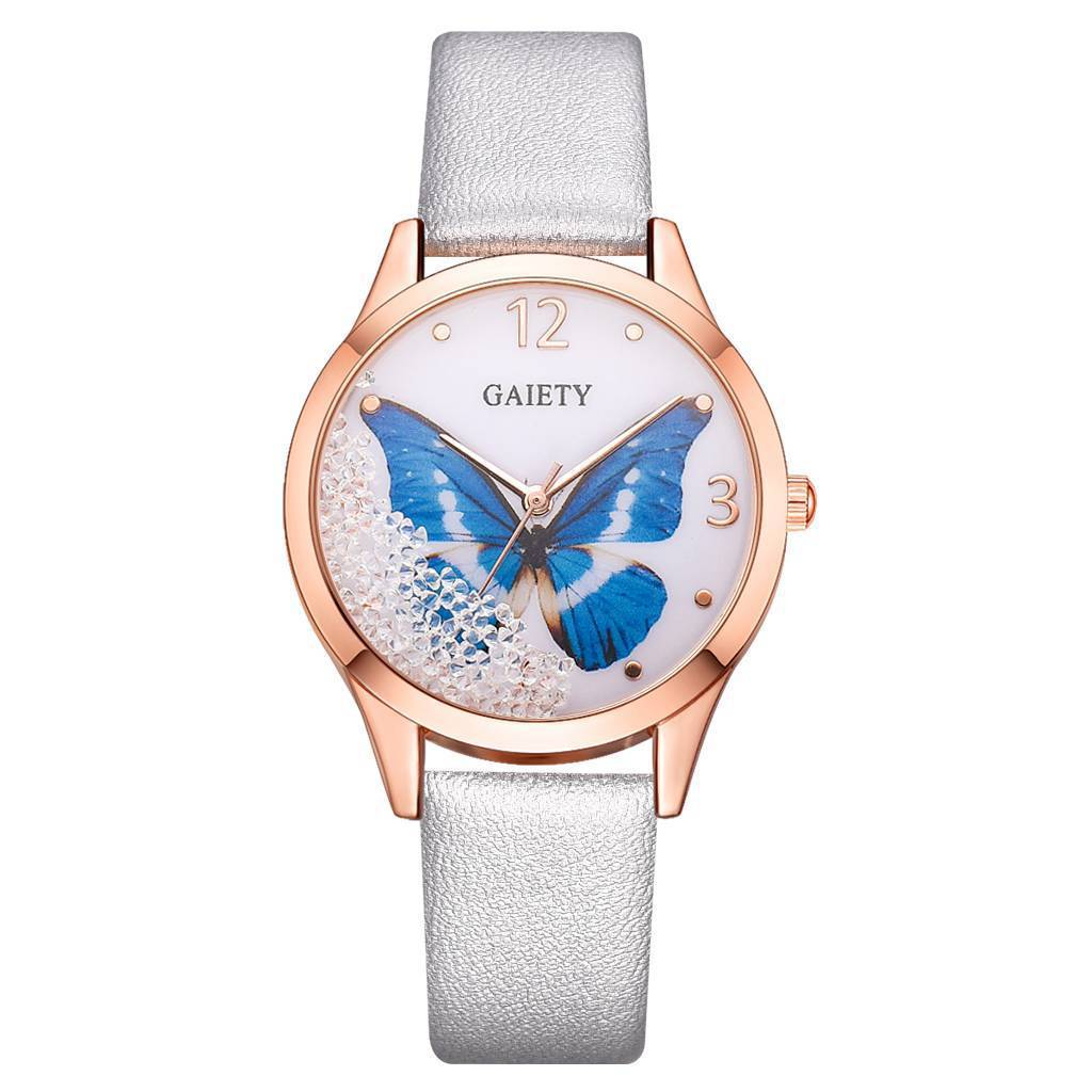 Luxury Removable Rhinestone Butterfly Watches Ladies Leather Dress Ladies Wrist Watches