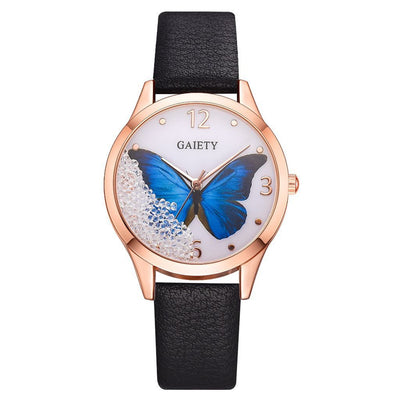 Luxury Removable Rhinestone Butterfly Watches Ladies Leather Dress Ladies Wrist Watches