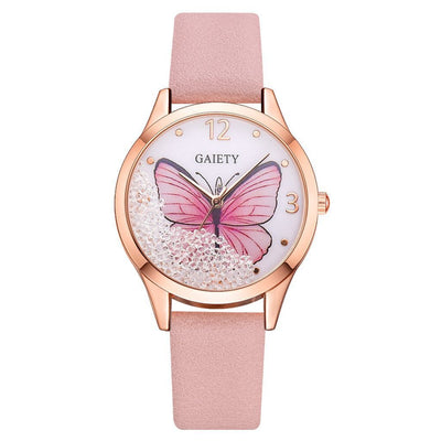 Luxury Removable Rhinestone Butterfly Watches Ladies Leather Dress Ladies Wrist Watches