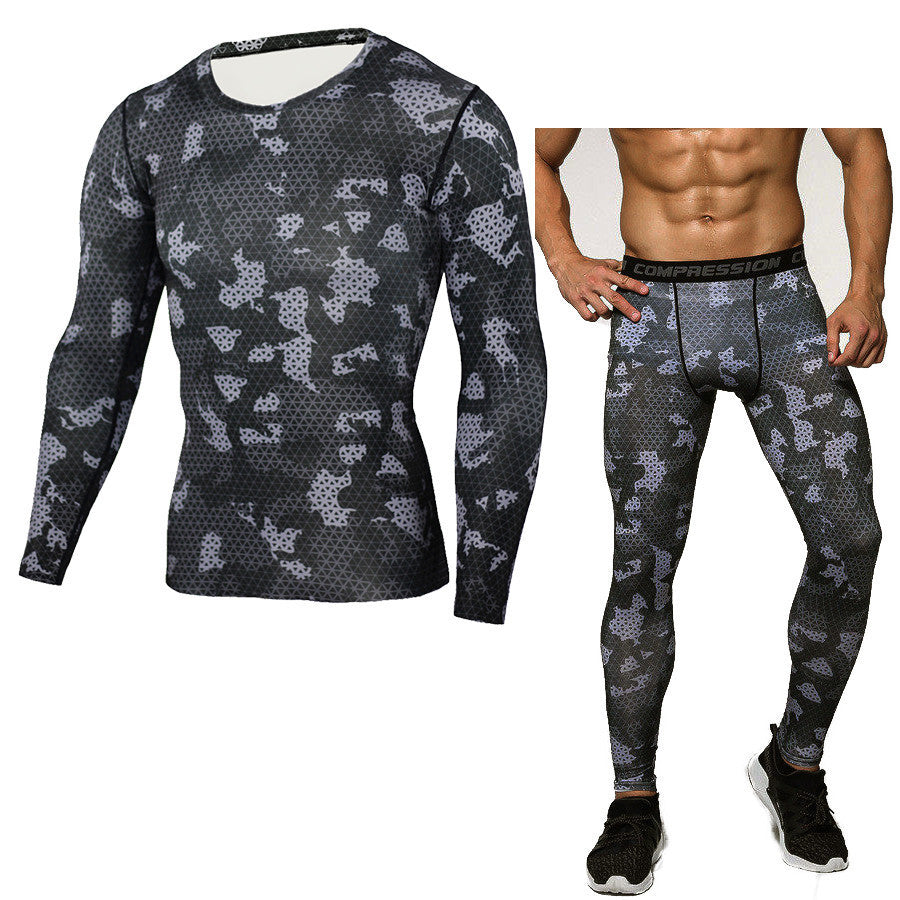 Set Sports Compression Set Long Sleeve T-Shirt Tights Exercise Clothes Workout Bodysuit