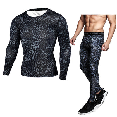 Set Sports Compression Set Long Sleeve T-Shirt Tights Exercise Clothes Workout Bodysuit