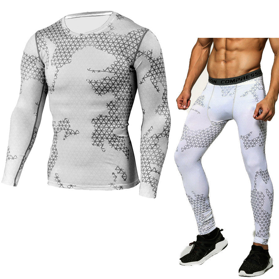 Set Sports Compression Set Long Sleeve T-Shirt Tights Exercise Clothes Workout Bodysuit